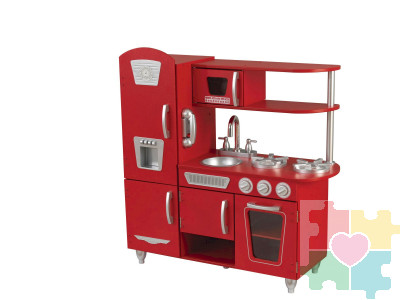 Игрушка кухня из дерева "Винтаж", цвет Красный (Red Vintage Kitchen)