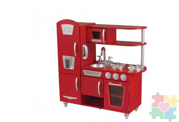 Игрушка кухня из дерева "Винтаж", цвет Красный (Red Vintage Kitchen)