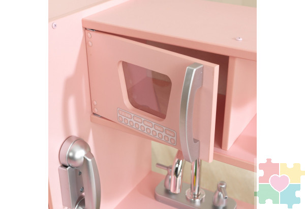Кухня детская из дерева "Винтаж", цвет Розовый (Pink Vintage Kitchen)