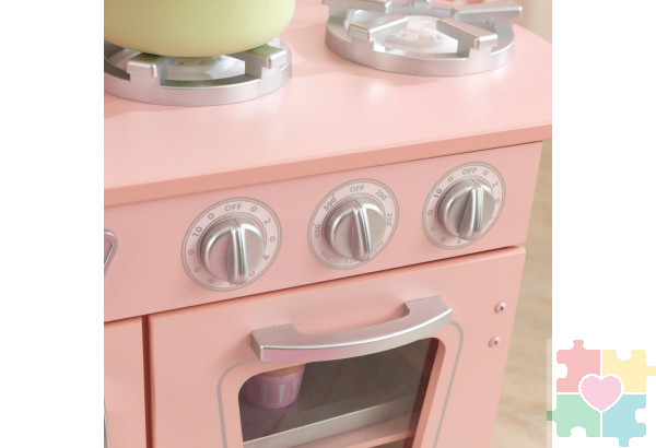 Кухня детская из дерева "Винтаж", цвет Розовый (Pink Vintage Kitchen)
