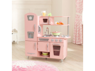 Кухня детская из дерева "Винтаж", цвет Розовый (Pink Vintage Kitchen)