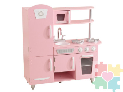 Кухня игровая Винтаж, цвет: розовый с белым