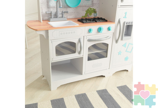 Кухня игровая Загородная, цвет: белый с бирюзовым