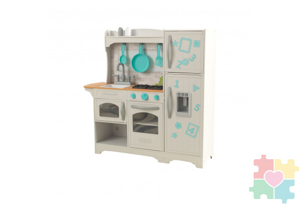 Кухня игровая Загородная, цвет: белый с бирюзовым