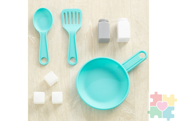 Кухня игровая Загородная, цвет: белый с бирюзовым