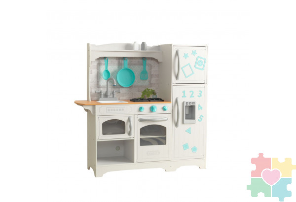 Кухня игровая Загородная, цвет: белый с бирюзовым