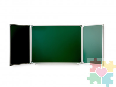 Трёхэлементная магнитная полимерная школьная доска 2000х750 комбинированная(зеленый\черный)