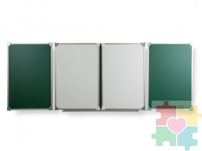 Пятиэлементная магнитная полимерная школьная доска 3400х1000 комбинированная(мел\маркер)