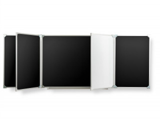 Пятиэлементная магнитная полимерная школьная доска 3400х1000 комбинированная(черный/маркер)