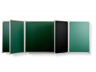 Пятиэлементная магнитная полимерная школьная доска 3000х1000 комбинированная(зеленый\черный)