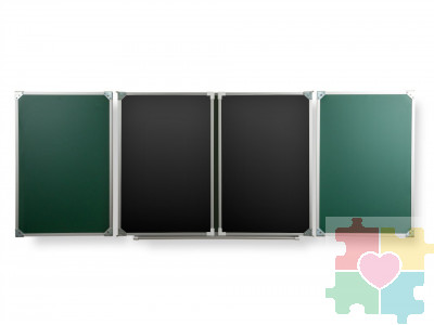 Пятиэлементная магнитная полимерная школьная доска 3000х1000 комбинированная(зеленый\черный)