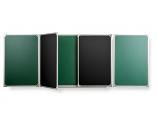Пятиэлементная магнитная полимерная школьная доска 3400х1000 комбинированная(зеленый\черный)