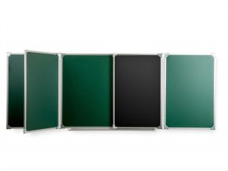 Пятиэлементная магнитная полимерная школьная доска 3400х1000 комбинированная(зеленый\черный)