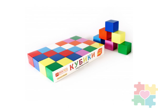 Кубики деревянные, окрашенные 24 шт.