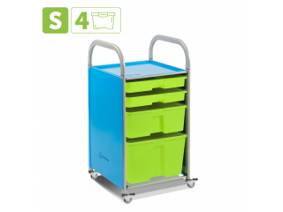 Мобильный стеллаж S с 4 контейнерами  1126х410х475 мм  2 малых, 1 средний, 1 большой контейнер