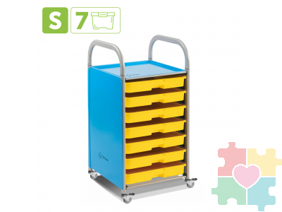 Мобильный стеллаж S с 7 контейнерами  1126х410х475 мм  7 малых контейнеров