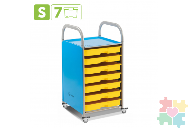 Мобильный стеллаж S с 7 контейнерами  1126х410х475 мм  7 малых контейнеров