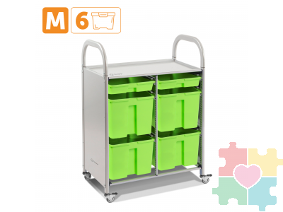 Мобильный стеллаж M с 6 контейнерами  1126х795х475 мм  2 малых, 4 больших контейнера