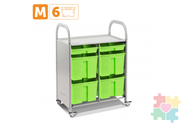 Мобильный стеллаж M с 6 контейнерами  1126х795х475 мм  2 малых, 4 больших контейнера