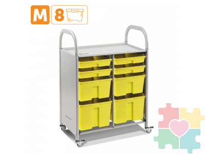 Мобильный стеллаж M с 8 контейнерами  1126х795х475 мм  4 малых, 2 средних, 2 больших контейнера