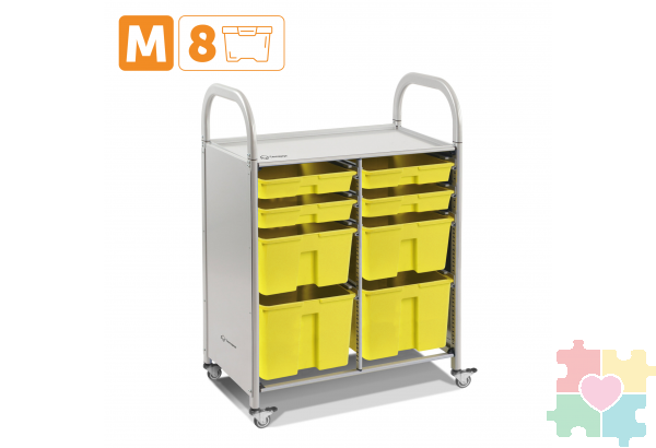 Мобильный стеллаж M с 8 контейнерами  1126х795х475 мм  4 малых, 2 средних, 2 больших контейнера