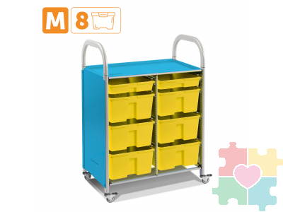 Мобильный стеллаж M с 8 контейнерами  1126х795х475 мм  2 малых, 6 средних контейнеров
