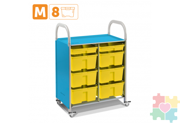 Мобильный стеллаж M с 8 контейнерами  1126х795х475 мм  2 малых, 6 средних контейнеров