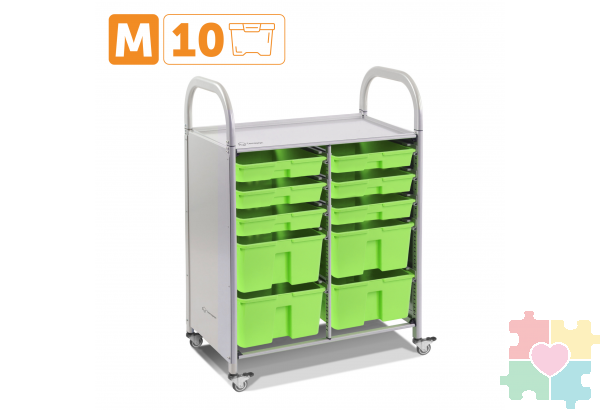 Мобильный стеллаж M с 10 контейнерами 1126х795х475 мм  6 малых, 4 средних контейнера