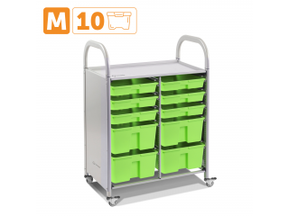 Мобильный стеллаж M с 10 контейнерами 1126х795х475 мм  6 малых, 4 средних контейнера