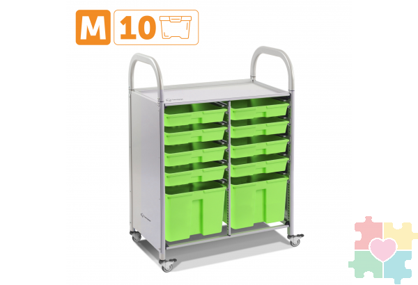 Мобильный стеллаж M с 10 контейнерами  1126х795х475 мм  8 малых, 2 больших контейнера