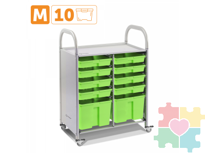 Мобильный стеллаж M с 10 контейнерами  1126х795х475 мм  8 малых, 2 больших контейнера