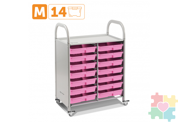 Мобильный стеллаж M с 14 контейнерами  1126х795х475 мм  14 малых контейнеров