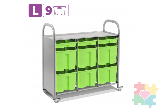 Мобильный стеллаж L с 9 контейнерами  1126х1180х475 мм  3 малых, 6 больших контейнеров