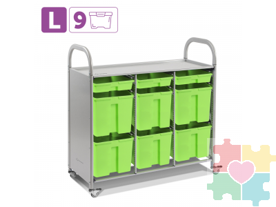 Мобильный стеллаж L с 9 контейнерами  1126х1180х475 мм  3 малых, 6 больших контейнеров