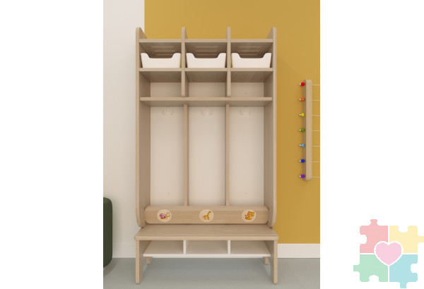 Открытый подвесной шкаф для раздевалки / 3 секции Открытый подвесной шкаф для раздевалки / 3 секции