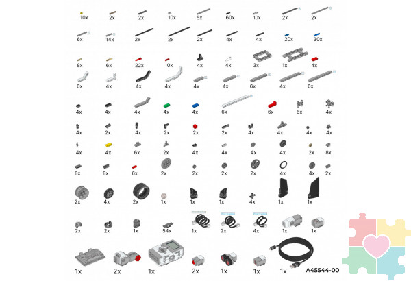 Комплект для занятий робототехникой с пластиковыми боксами для хранения деталей (сборка А45544-00 и А45560-00)