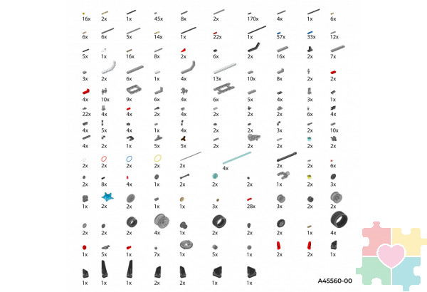 Комплект для занятий робототехникой с пластиковыми боксами для хранения деталей (сборка А45544-00 и А45560-00)